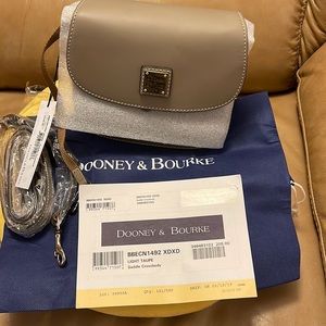 Brand new Dooney & Bourne Saffiano Saddle Crossbody Light Taupe With tag